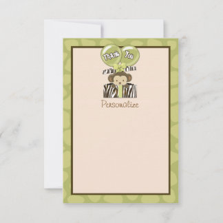 Monkey Baby Shower FLAT Thank You CA 3.5"x5" Note Card