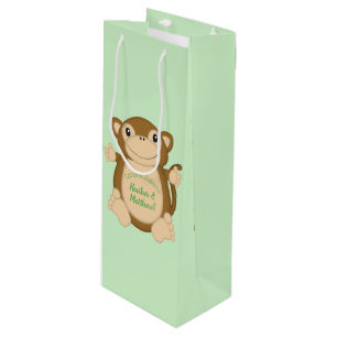 Monkey Baby Shower Green Wine Gift Bag