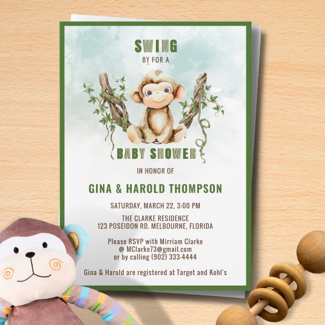 Monkey Baby Shower Invitation (Creator Uploaded)
