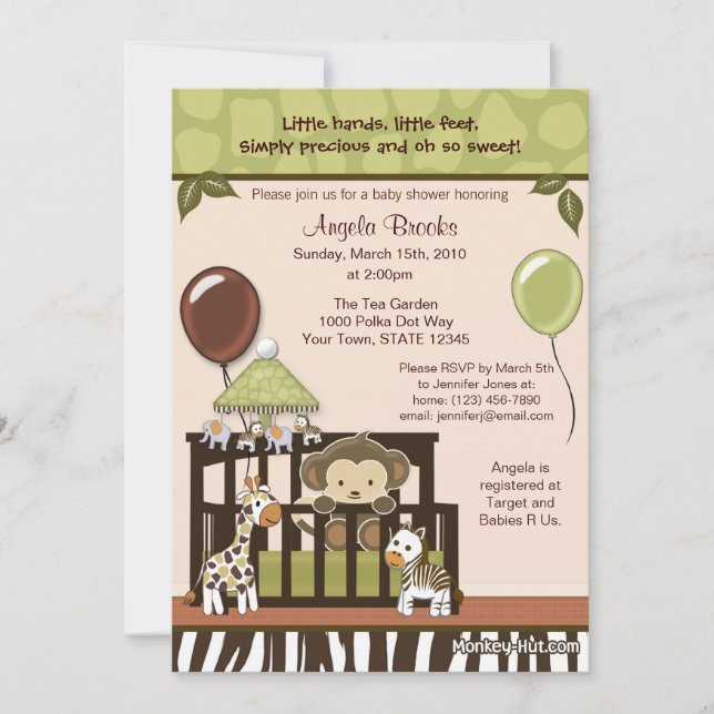 Monkey Baby Shower Invitation (Front)