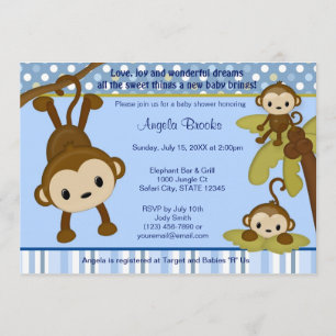 MONKEY Baby Shower Invitation 3 Little Monkeys