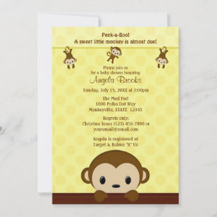 MONKEY Baby Shower invitation Polka Dot YELLOW MPP