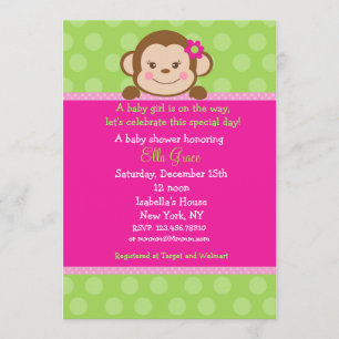 Monkey Baby Shower Invitations Girl