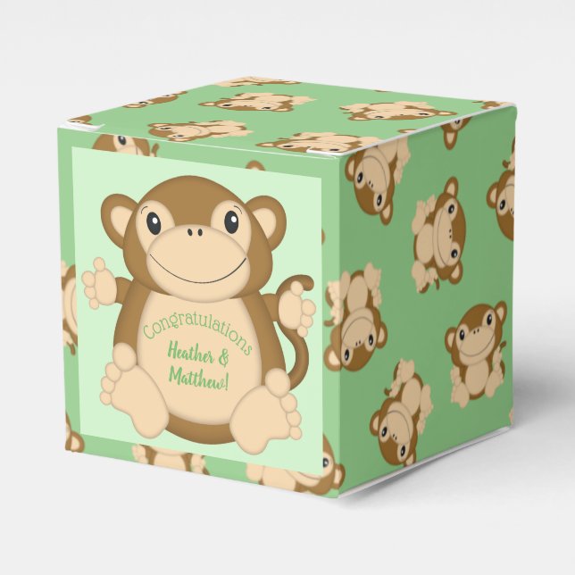 Monkey Baby Shower Jungle Favour Box (Front Side)