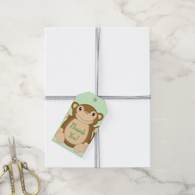 Monkey Baby Shower Jungle Gift Tags (With Twine)