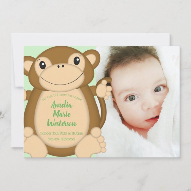 Monkey Baby Shower Jungle Invitation (Front)