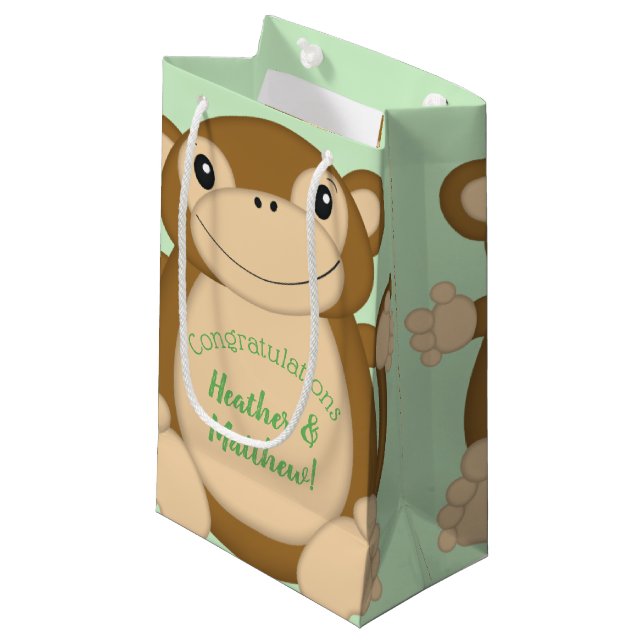 Monkey Baby Shower Jungle Small Gift Bag (Front Angled)