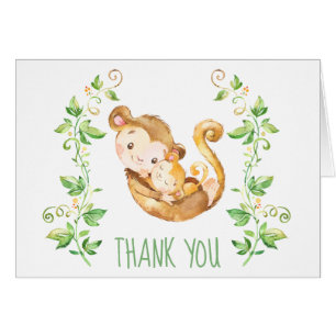 Monkey Baby Shower Party Thank You Note Card