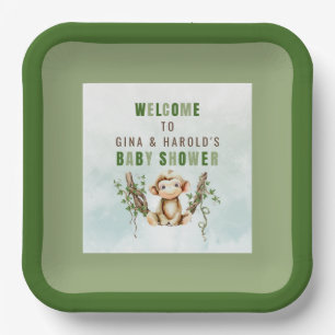 Monkey Baby Shower Personalised Paper Plates