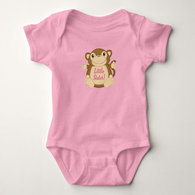 Monkey Baby Shower Pink Bodysuit (Front)