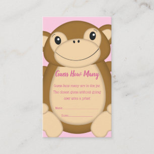 Monkey Baby Shower Pink Enclosure Card
