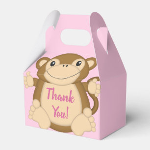 Monkey Baby Shower Pink Favour Box