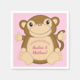Monkey Baby Shower Pink Napkin