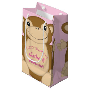 Monkey Baby Shower Pink Small Gift Bag