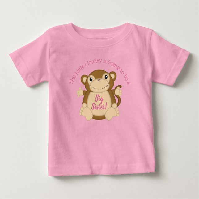 Monkey Baby Shower Pink T-Shirt (Front)