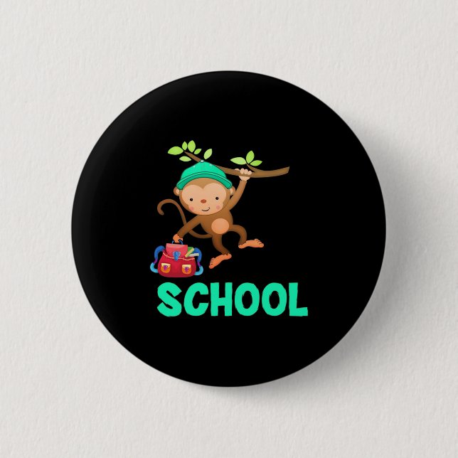 Monkey Back To School 6 Cm Round Badge (Front)