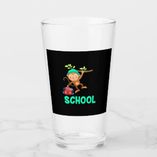 Monkey Back To School Glass