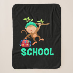 Monkey Back To School Sherpa Blanket