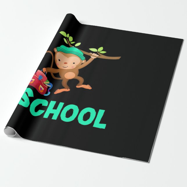 Monkey Back To School Wrapping Paper (Unrolled)
