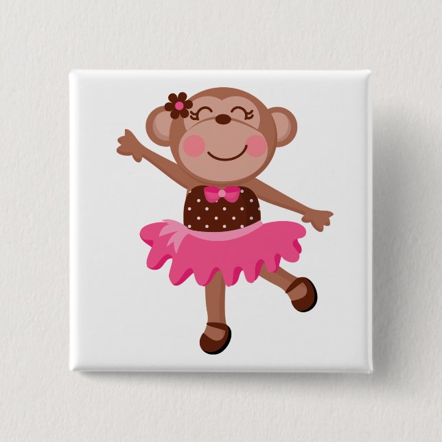 Monkey Ballerina 15 Cm Square Badge (Front)