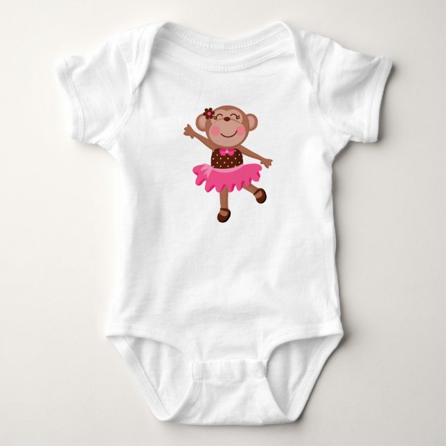 Monkey Ballerina Baby Bodysuit (Front)