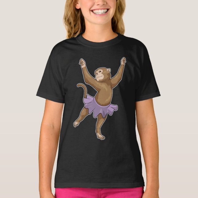 Monkey Ballerina Ballet Dance T-Shirt (Front)