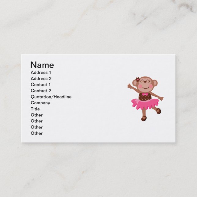 Monkey Ballerina Business Card (Front)