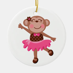 Monkey Ballerina Ceramic Tree Decoration