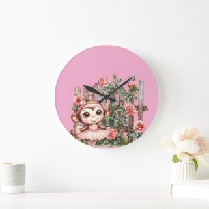Monkey Ballerina Large Clock