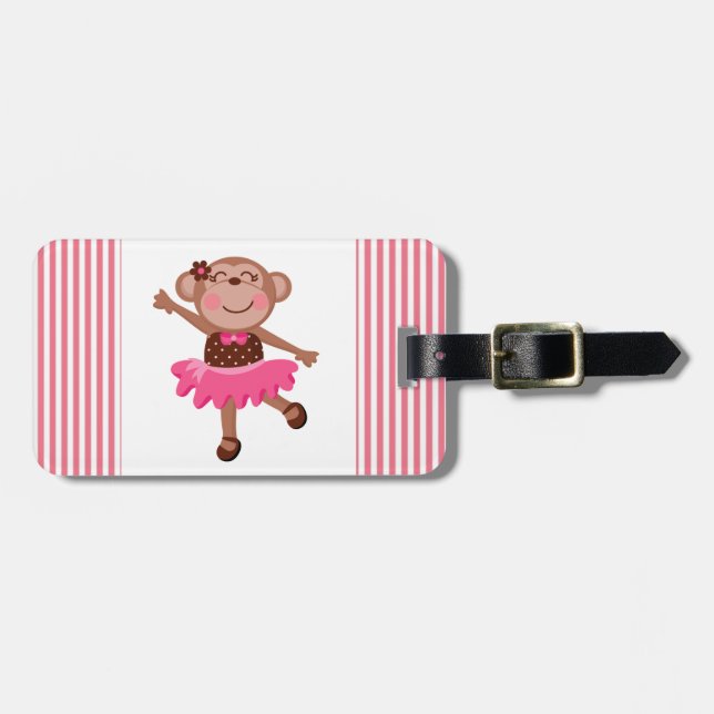 Monkey Ballerina Luggage Tag (Front Horizontal)