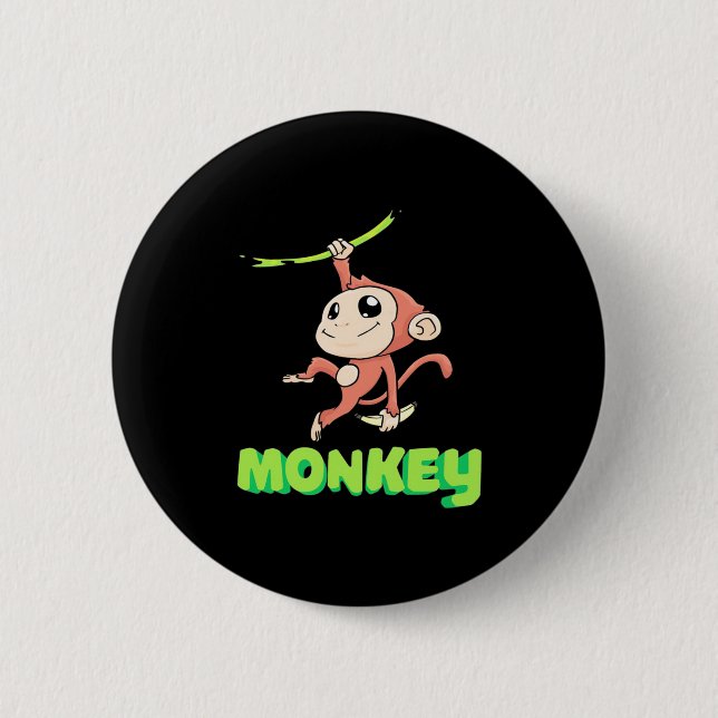 Monkey Banana 6 Cm Round Badge (Front)
