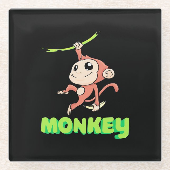 Monkey Banana Glass Coaster (Front)