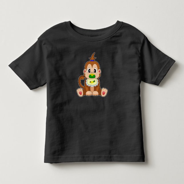 Monkey Banana Pacifier Bib Toddler T-Shirt (Front)