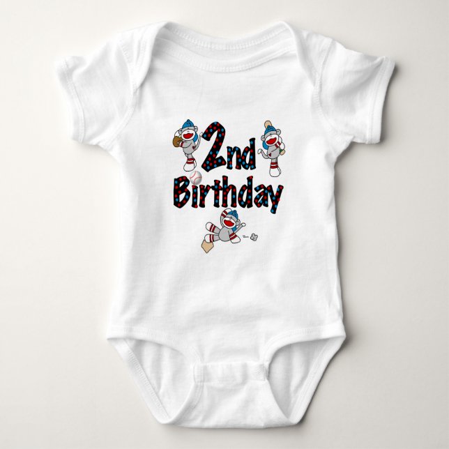 Monkey Baseball 2nd Birthday Tshirts and Gifts (Front)