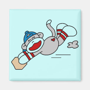 Monkey Baseball Diving into Base Tshirts and Gifts Magnet