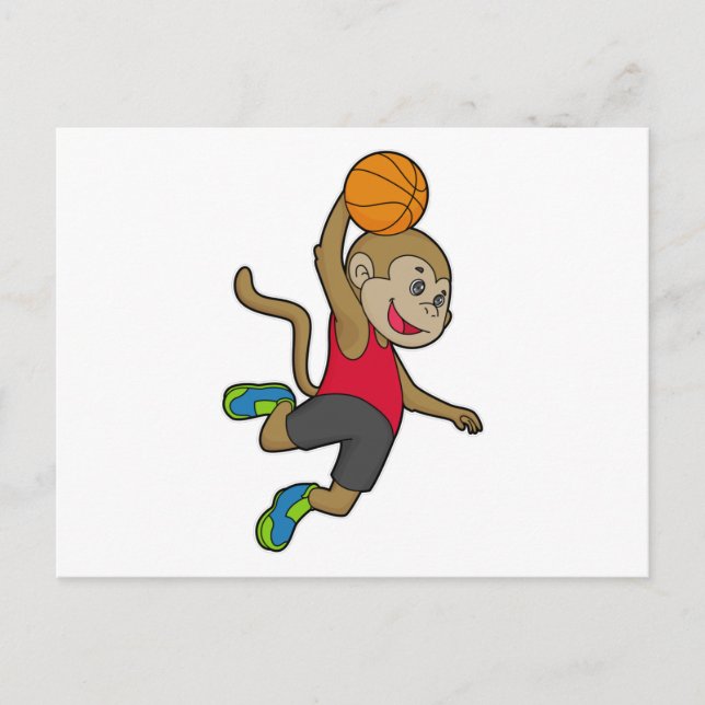 Monkey Basketball player Basketball Postcard (Front)