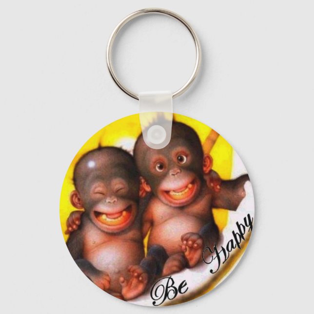 Monkey Be Happy Key Ring (Front)
