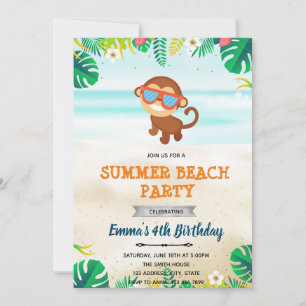 Monkey beach pool party invitation
