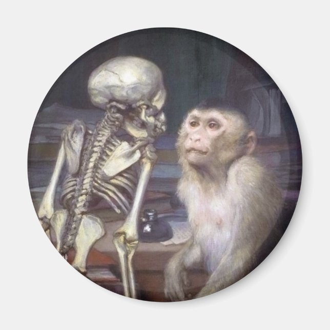 Monkey Before Skeleton Magnet (Front)