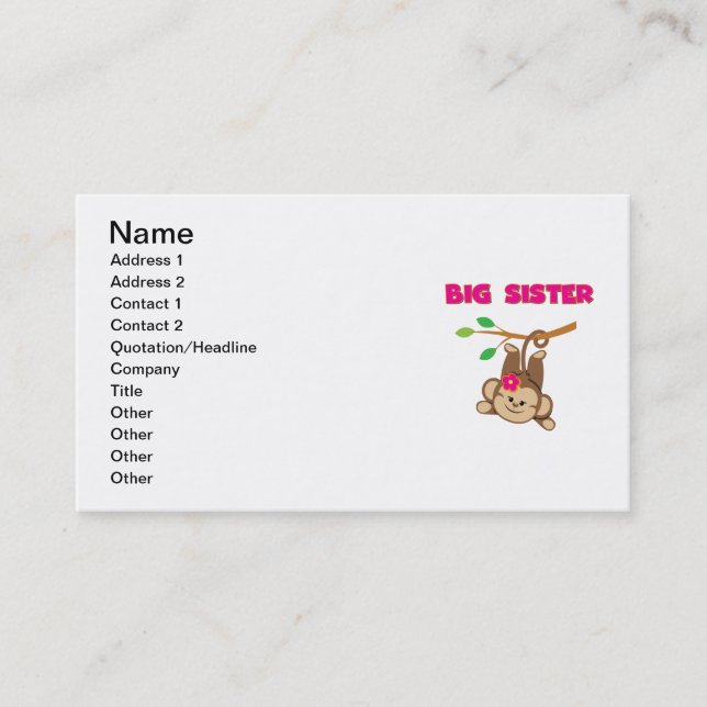 Monkey Big Sister Business Card (Front)
