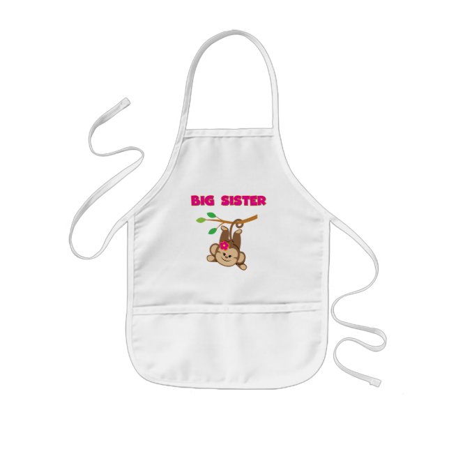 Monkey Big Sister Kids Apron (Front)
