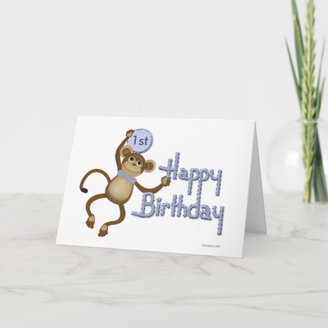 Monkey Birthday Age Template Card (Front)