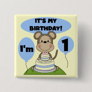 Monkey Birthday Boy 1st 15 Cm Square Badge