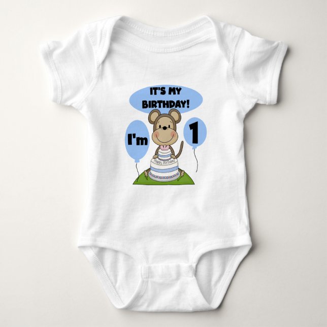 Monkey Birthday Boy 1st Baby Bodysuit (Front)
