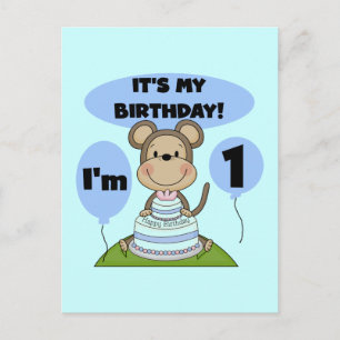Monkey Birthday Boy 1st Postcard