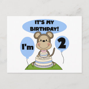 Monkey Birthday Boy 2nd Tshirts and Gifts Postcard