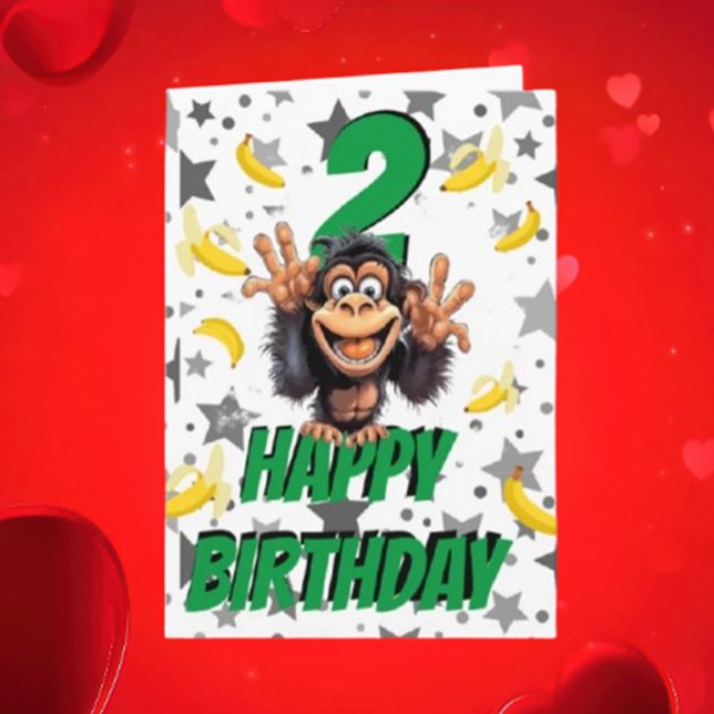 Monkey Birthday Card (It's a cheeky monkey design that’s perfect for any kid’s birthday celebration)
