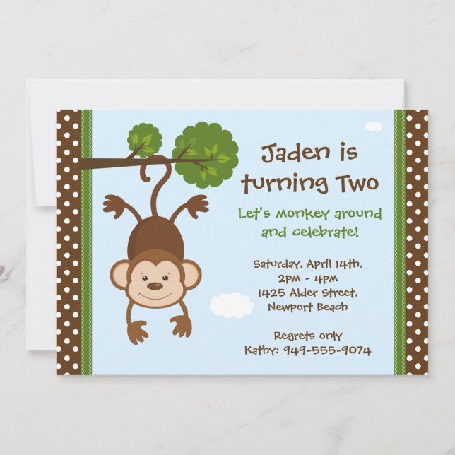 Monkey Birthday Invitation (Front)
