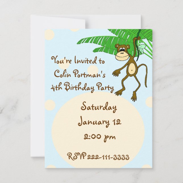 Monkey Birthday Invitation (Front)