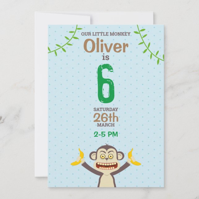 Monkey Birthday Invitation (Front)
